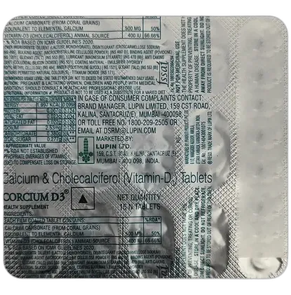 corcium d3 tablet 15's